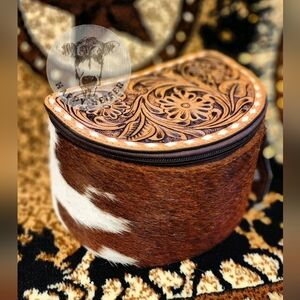 Handcrafted Leather and Cowhide Jewelry Organizer NWOT